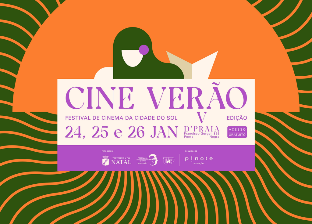 Com três dias de programação voltada a celebrar a cultura do audiovisual norte-rio-grandense, o Cine Verão acontece entre 24 e 26 de janeiro de 2024. (Imagem: Divulgação)
