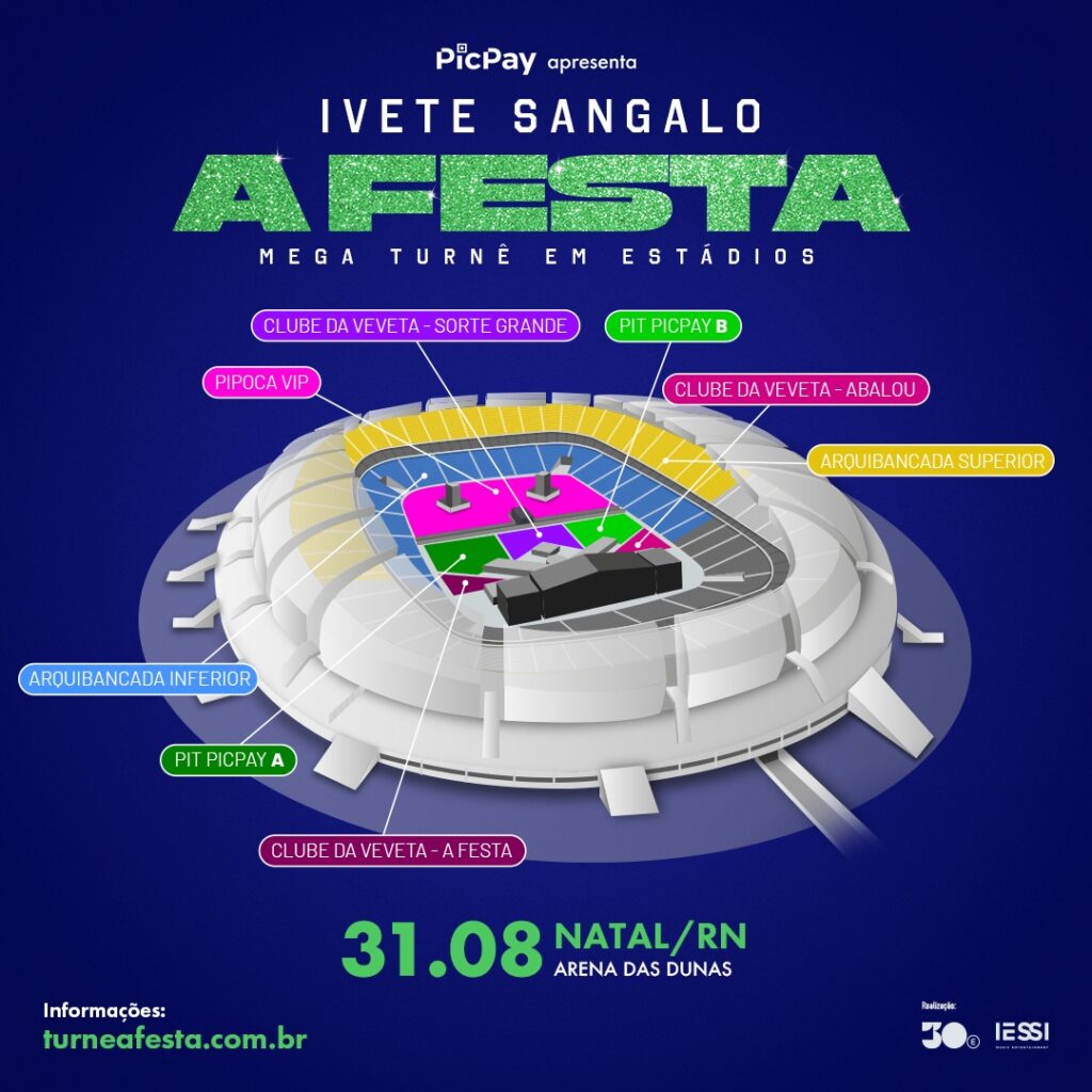 Tabela de preços dos ingressos para A Festa na Arena das Dunas em Natal