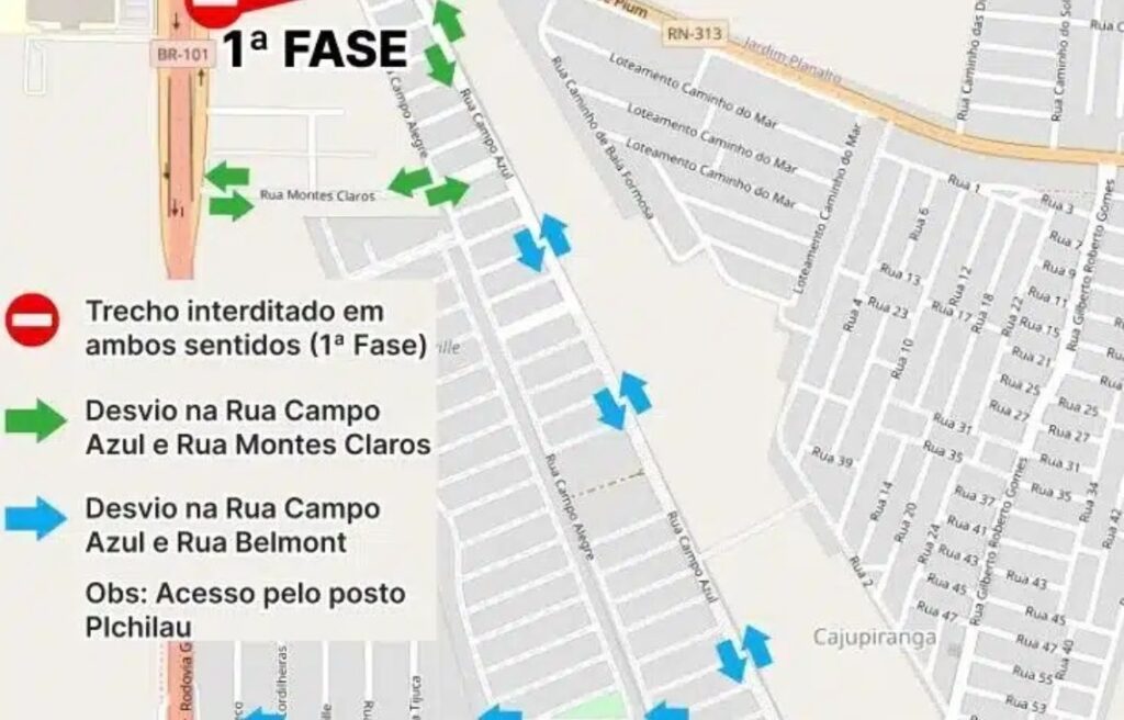 Parnamirim libera rotas alternativas durante duplicação da RN-313