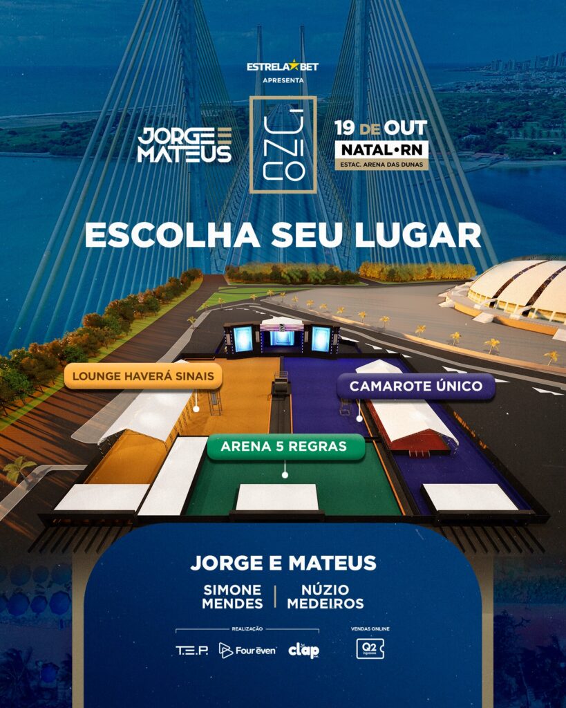 Turnê 'Jorge & Mateus Único' desembarca na Arena das Dunas em Natal; ingressos à venda