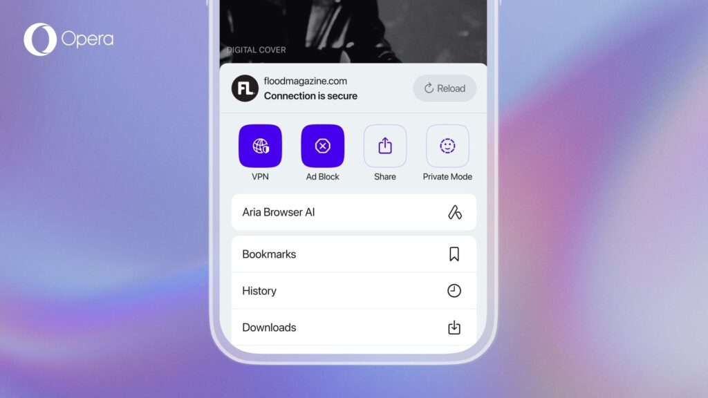 O Opera One para iOS inclui bloqueador de anúncios nativo e VPN gratuita integrada